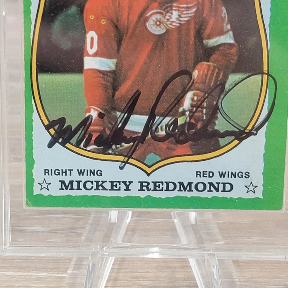 Mickey Redmond Autographed 1973 Topps #190 Detroit Red Wings Signed NHL All-Star